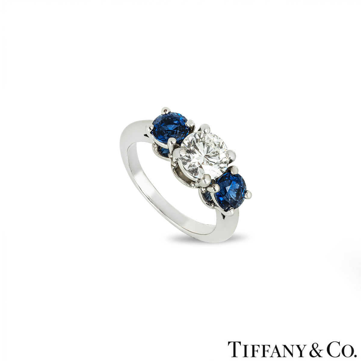 Tiffany & Co. Platinum Diamond and Sapphire Ring 1.06ct E/VS1
